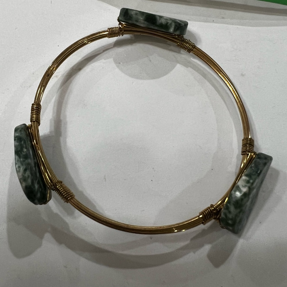 Boho Wire Wrapped Tree Agate Stone Bangle Bracele… - image 6